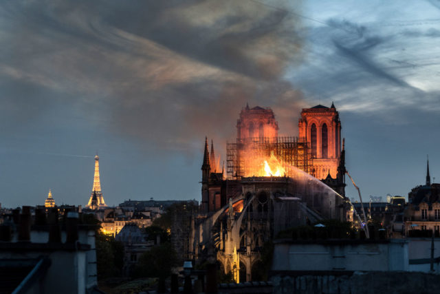 Notre Dame on fire