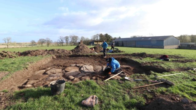 Archeologists from the University of Aberdeen at the archeological dig site