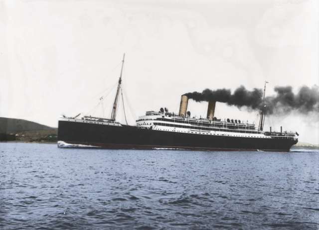 colourized photo of the Empress of Ireland 