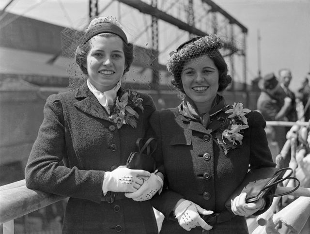 Eunice and Rosemary Kennedy standing together
