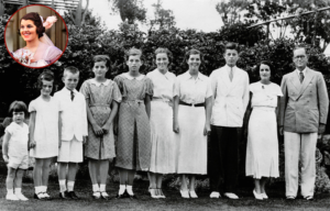 Kennedy family photo + Rosemary Kennedy smiling