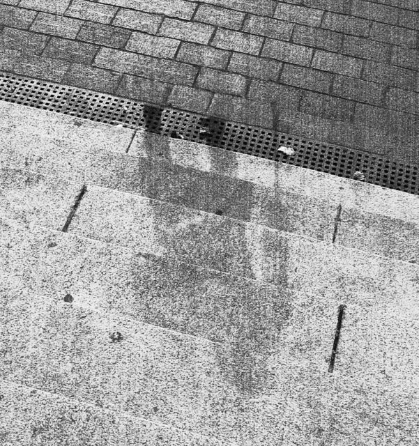 Hiroshima shadow on the steps of Sumitomo Bank 