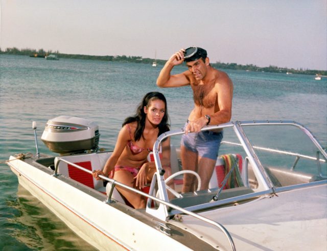 Sean Connery in a boat