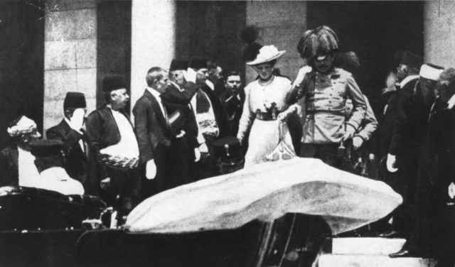Archduke Franz Ferdinand and his wife Sophie moments before he was assassinated