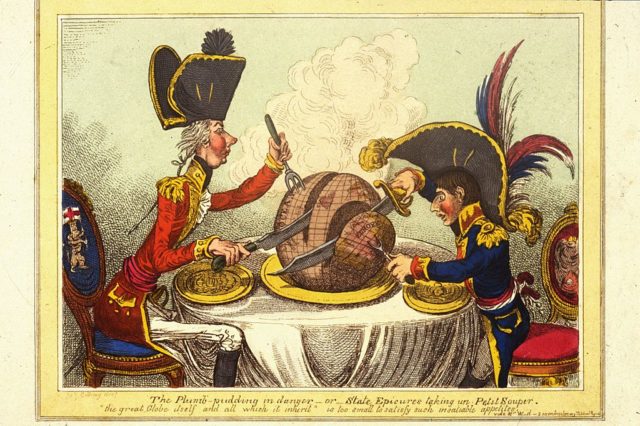 James Gillray cartoon showing James Pitt and Napoleon Bonaparte 