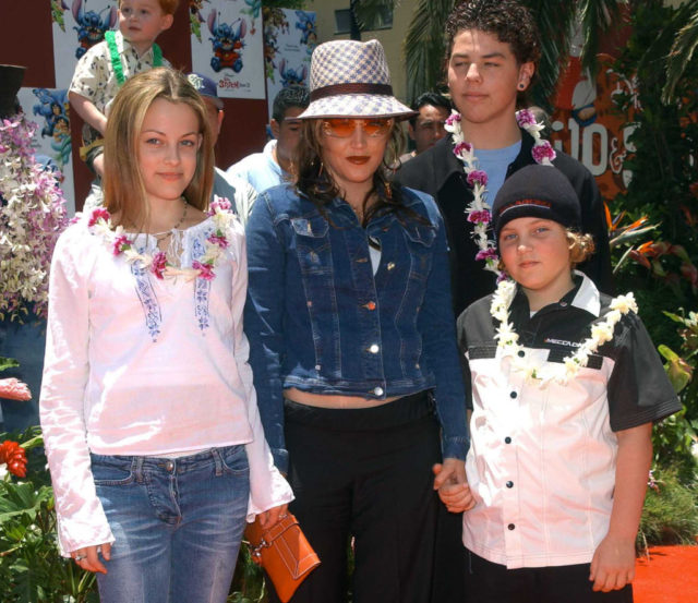 Lisa Marie Presley with Riley and Benjamin Keough at the premiere of Lilo and Stich 