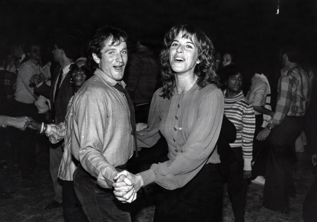 Robin Williams and his wife, Valerie, dancing together