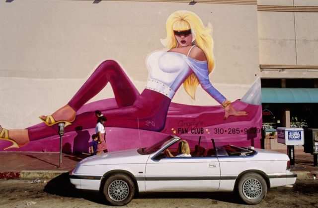 Mural of Angelyne painted on a wall