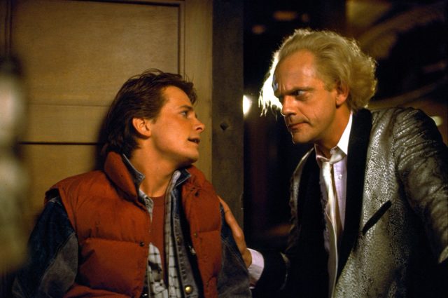 Marty McFly (Michael J Fox) and Doc Brown (Christopher Lloyd)