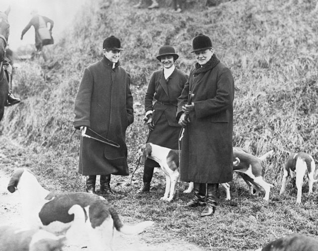 Winston Churchill hunting with his son and Coco Chanel 
