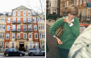 Exterior of Coleherne Court + Lady Diana Spencer walking