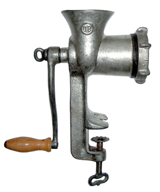An old meat grinder