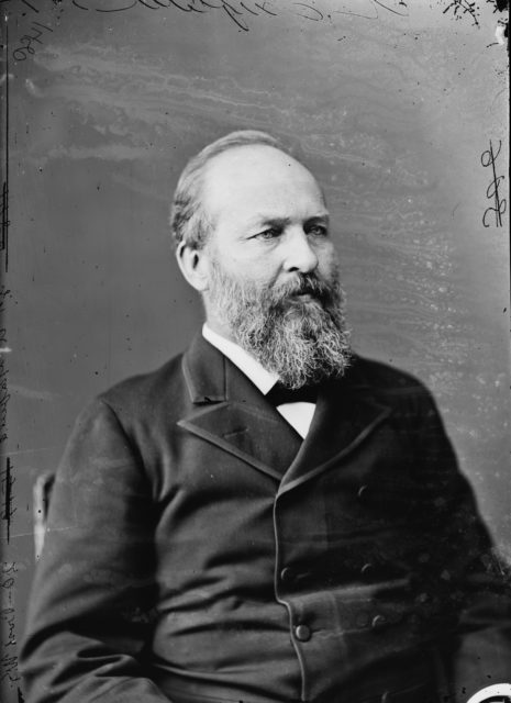 Black and white photograph of former president James Garfield