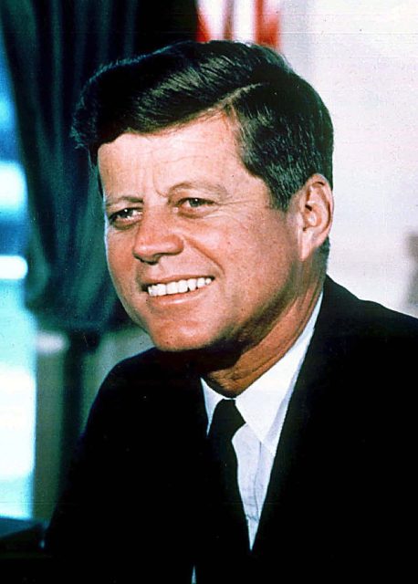 Colour photo of former president John F. Kennedy