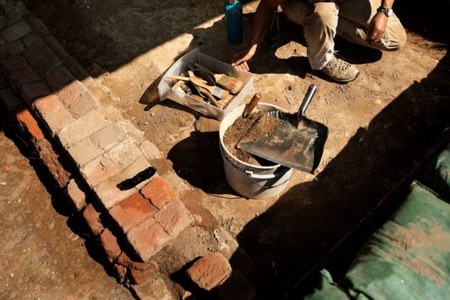 An archeological dig site at Jamestown.