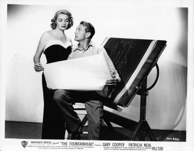 Photo of Patricia Neal and Gar Cooper co-starring in The Fountainhead