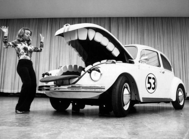 Herbie the Love Bug opens it's hood to reveal teeth underneath
