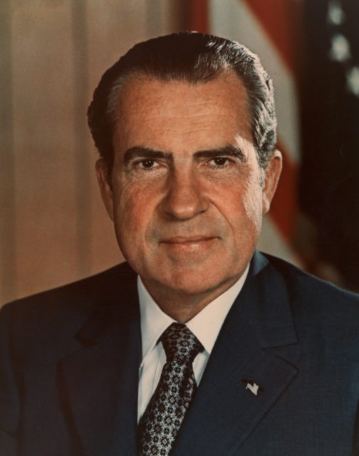 Colour headshot of former president Richard Nixon