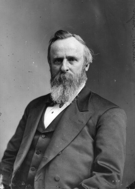 Black and white photograph of former president Rutherford Hayes