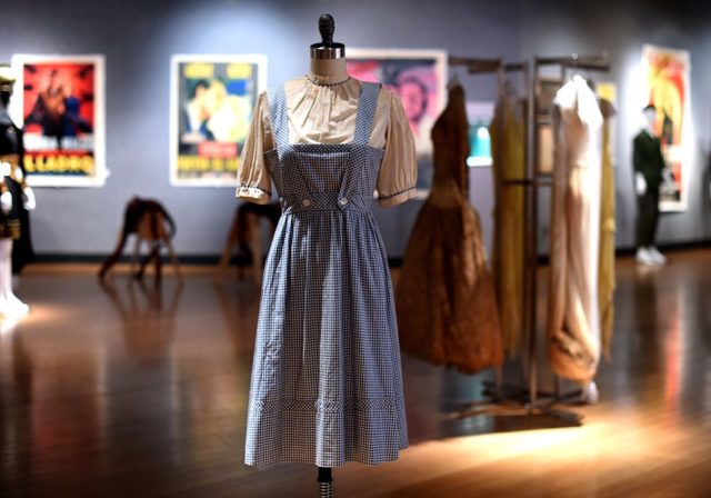 Dorothy's original Wizard of Oz dress worn by Judy Garland on display