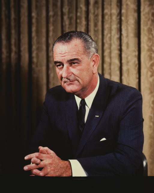 Colour photo of former president Lyndon B. Johnson