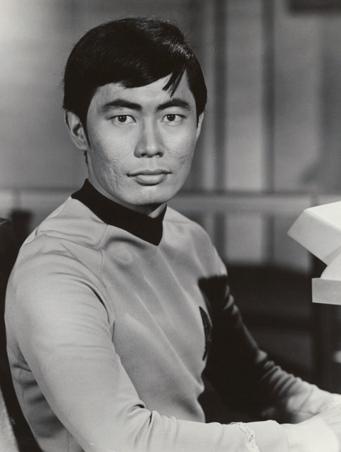 Photo of George Takei in character as Sulu in Star Trek.