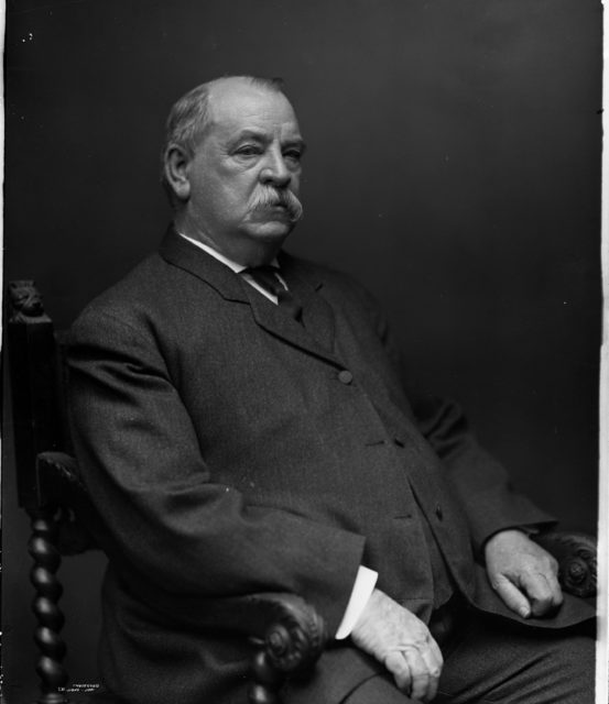 Black and white photograph of former president Grover Cleveland