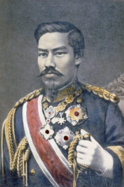 portrait of the Meiji Emperor Mutsuhito in military regalia