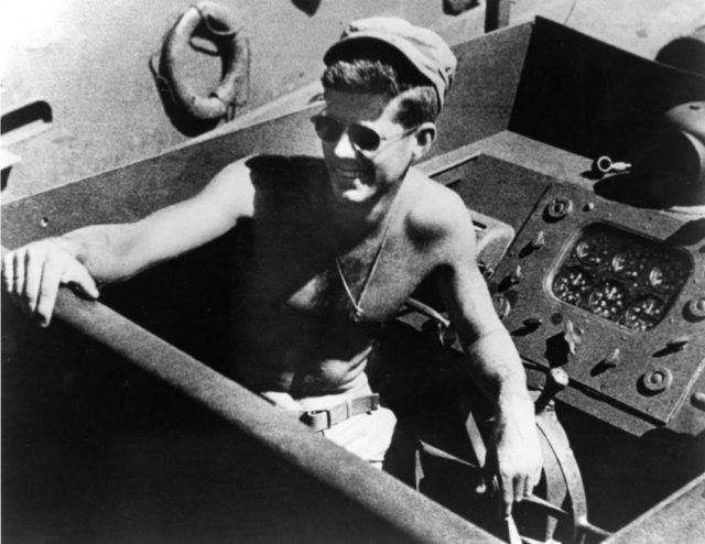 JFK on his navy boat in the Southwest Pacific 