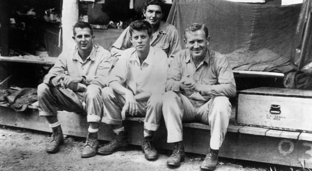 JFK with fellow crew members in the Solomon Islands 