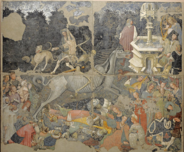 A fresco depicting death on horseback