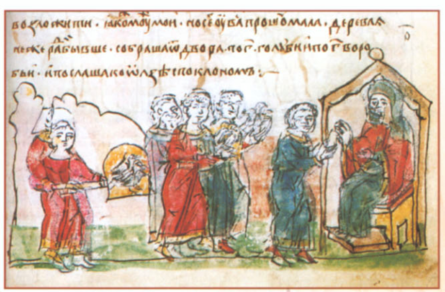 Sketch of the birds burning down the Drevlian tribe