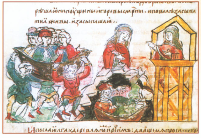 Sketch of the Drevlian being buried alive