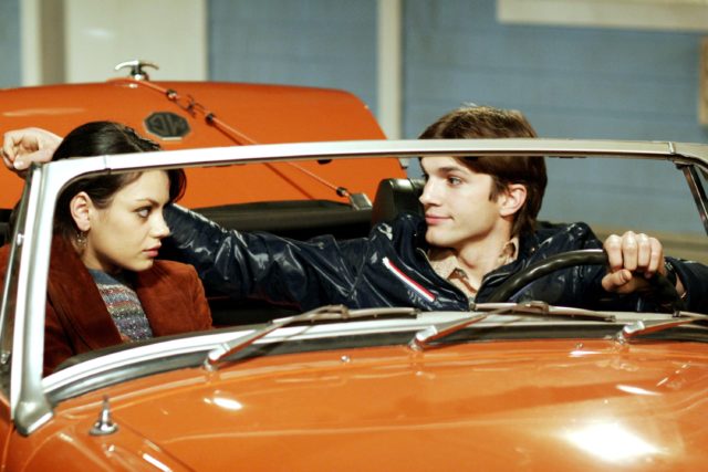 Mila Kunis and Ashton Kutcher as Jackie and Kelso in 'That '70s Show'