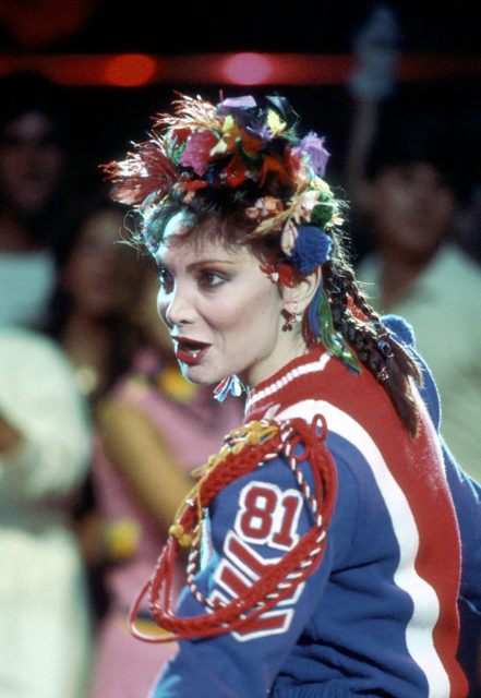 Toni Basil with flowers in her hair