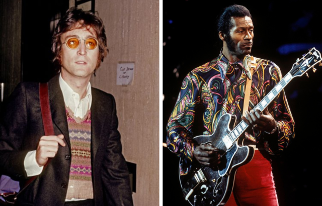 John Lennon, left, and Chuck Berry