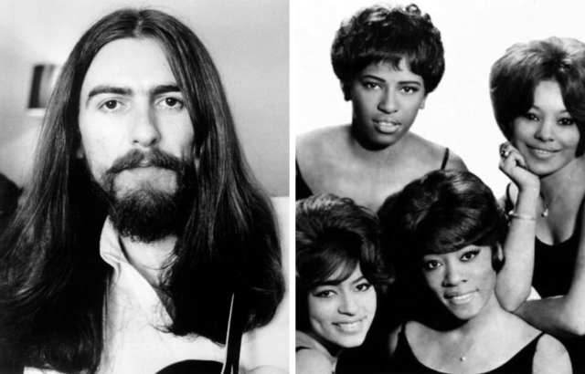 George Harrison, left, and The Chiffons 