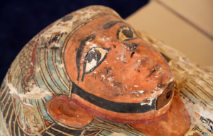 Close-up of an ancient Egyptian sarcophagus