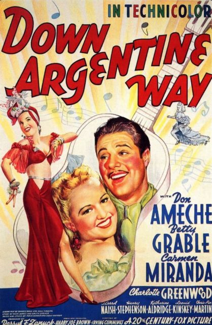 Movie poster for Down Argentine Way featuring Carmen Miranda
