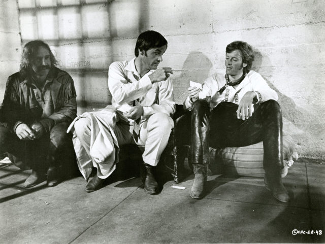 Hopper, Nicholson and Fonda on set of 'Easy Rider'