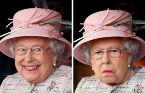 Queen Elizabeth II making funny faces