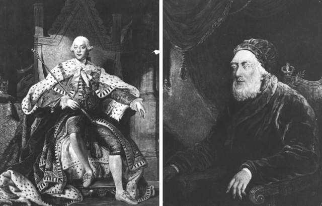 Left: young King George III. Right: George III right before his death