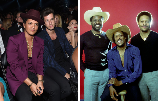 Bruno Mars and Mark Ronson, left, and The Gap Band