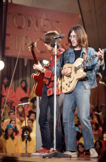 John Lennon performing with Eric Clapton