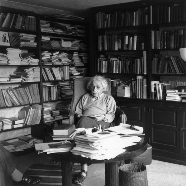 Albert Einstein in his office 