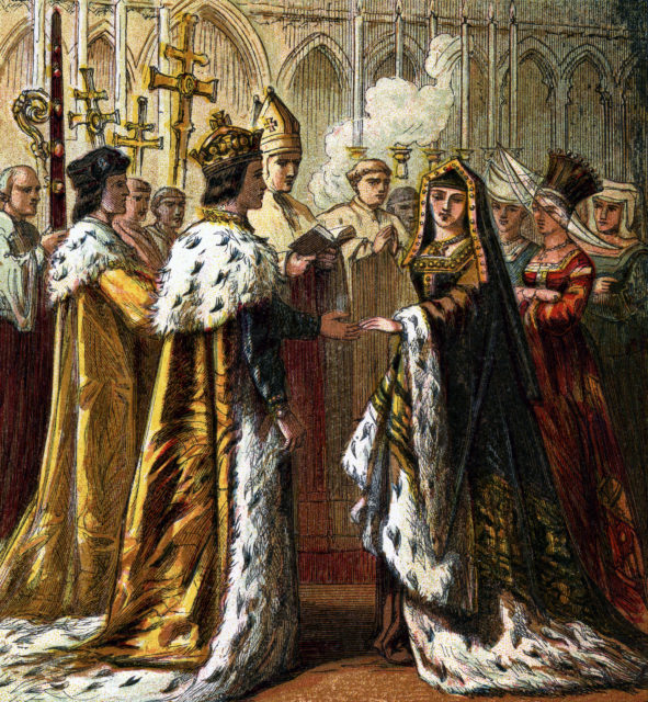 Illustration of the marriage of Elizabeth of York to Henry VII