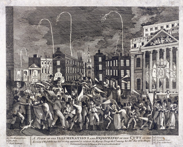 Drawing of people celebrating outside