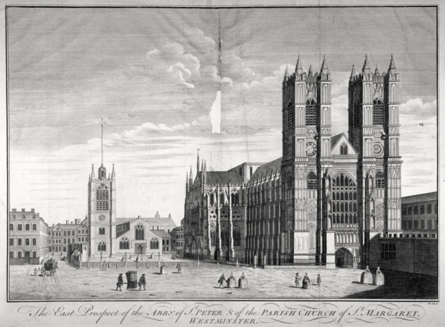Sketch of Westminster Abbey where Elizabeth of York took sanctuary