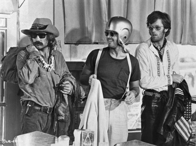 Hopper, Nicholson and Fonda in costume on set of 'Easy Rider'