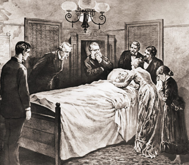 Sketch of President Garfield on his death bed